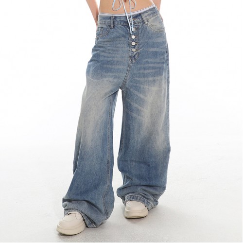 Женские постиранные брюки в стиле baggy