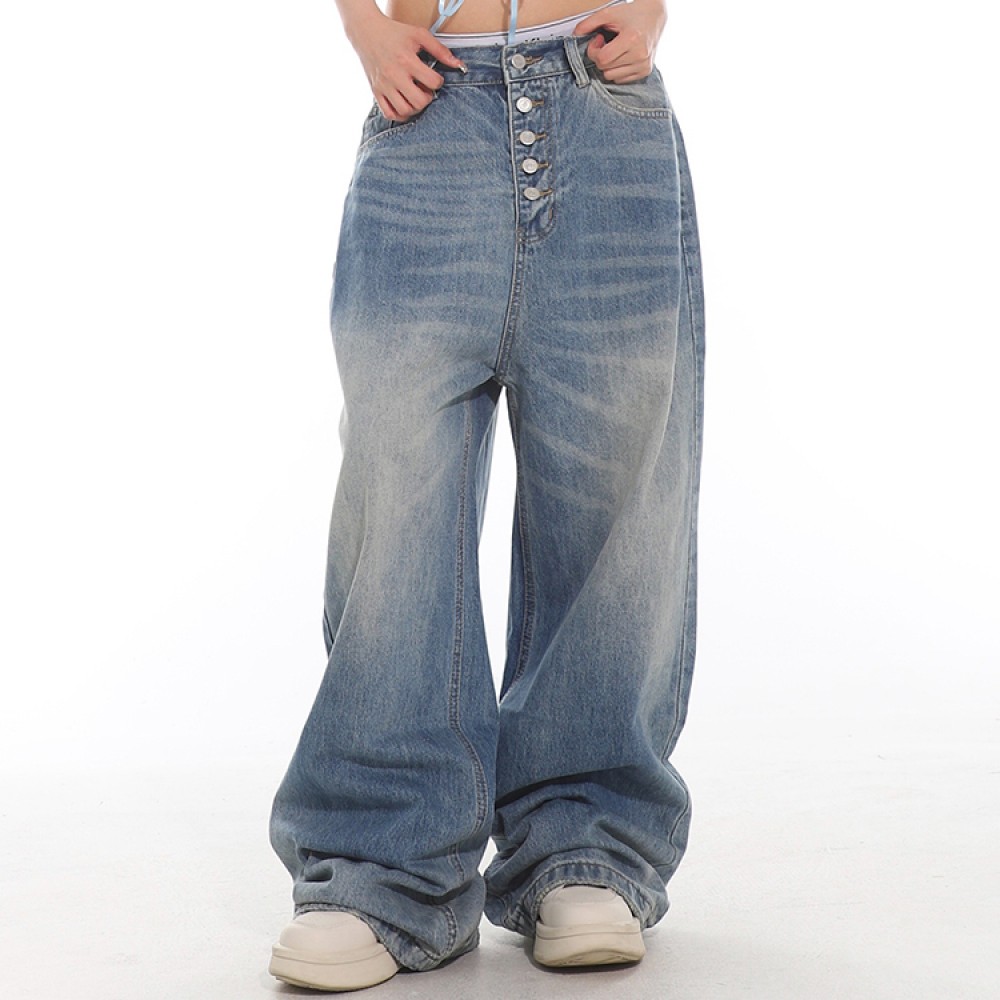 Женские постиранные брюки в стиле baggy