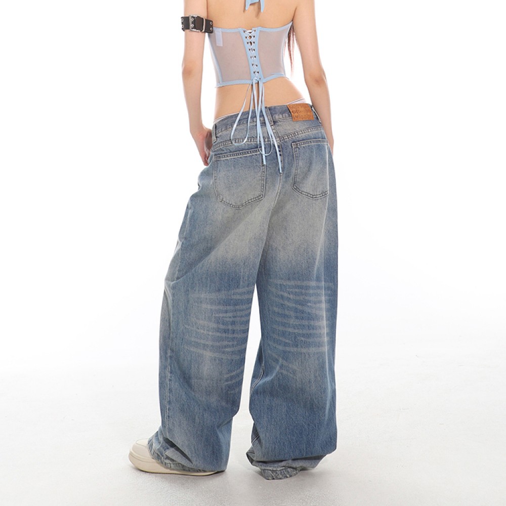 Женские постиранные брюки в стиле baggy