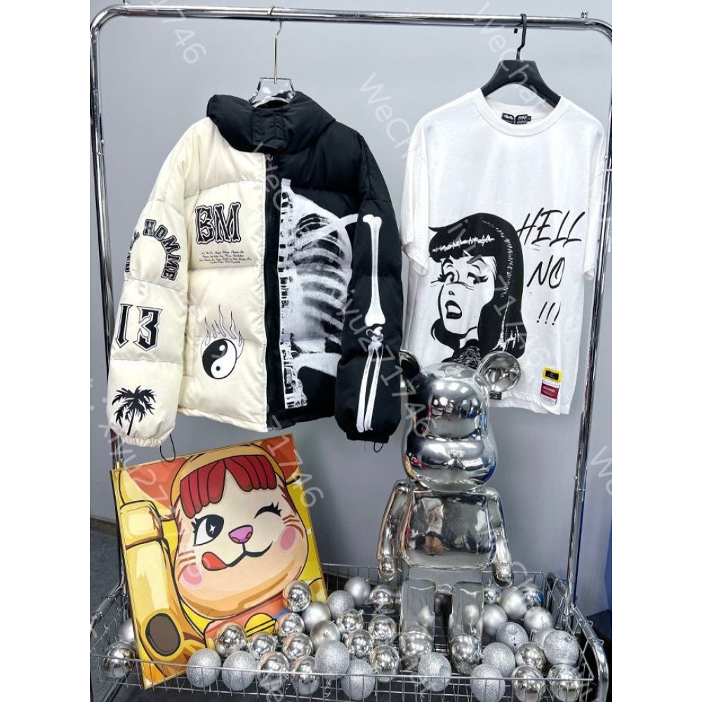 Куртка Street Fashion Brand   контрастних кольорів  з капюшоном білого/червоного/зеленого кольору
