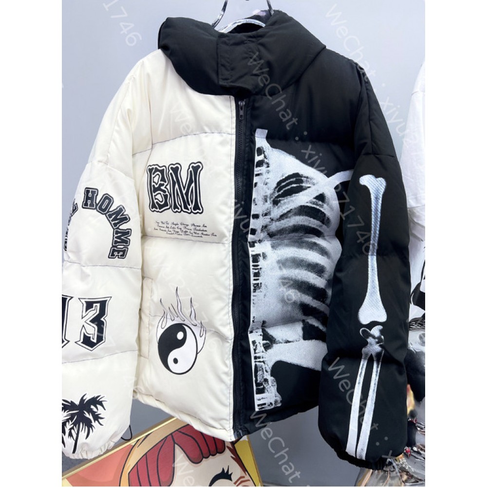 Куртка Street Fashion Brand   контрастних кольорів  з капюшоном білого/червоного/зеленого кольору