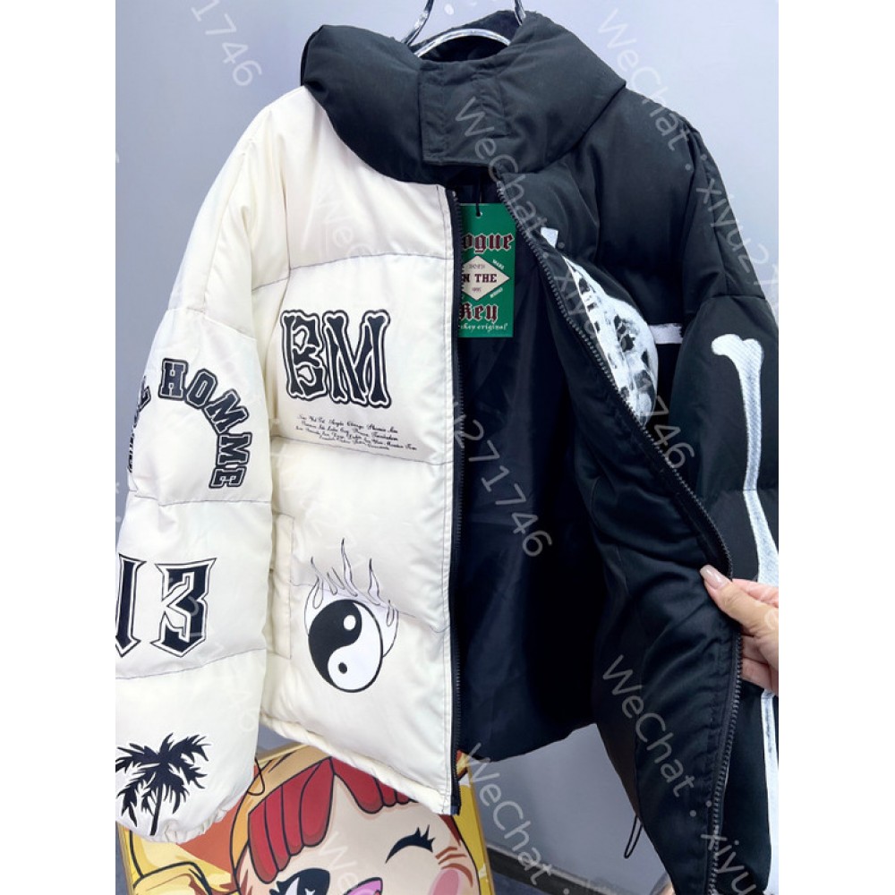 Куртка Street Fashion Brand   контрастних кольорів  з капюшоном білого/червоного/зеленого кольору