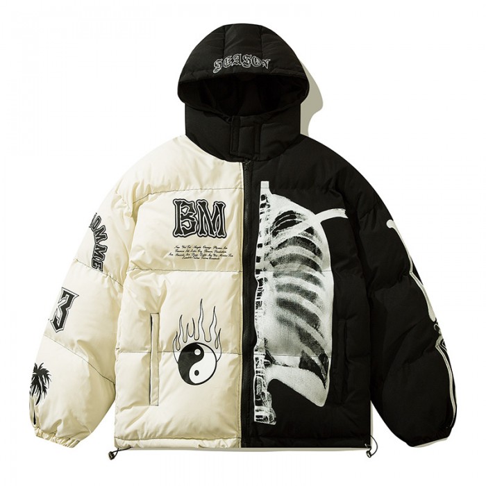 Куртка Street Fashion Brand контрастного цвета с капюшоном белого цвета