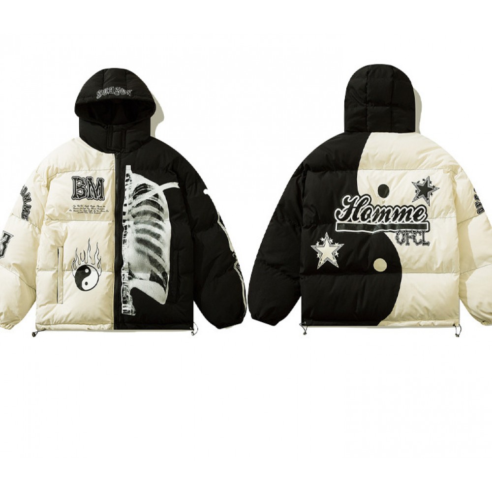 Куртка Street Fashion Brand   контрастних кольорів  з капюшоном білого/червоного/зеленого кольору