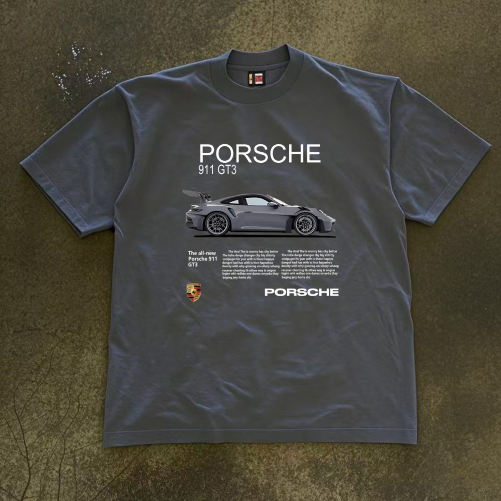 Футболка з принтом Porsche білого/сірого/чорного кольорів