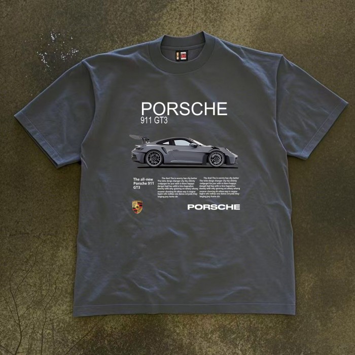 Футболка з принтом Porsche білого/сірого/чорного кольорів