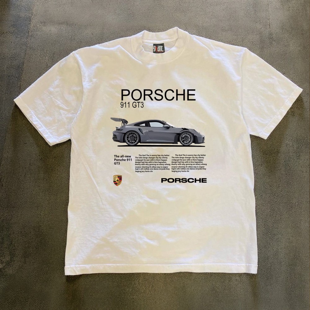 Футболка з принтом Porsche білого/сірого/чорного кольорів