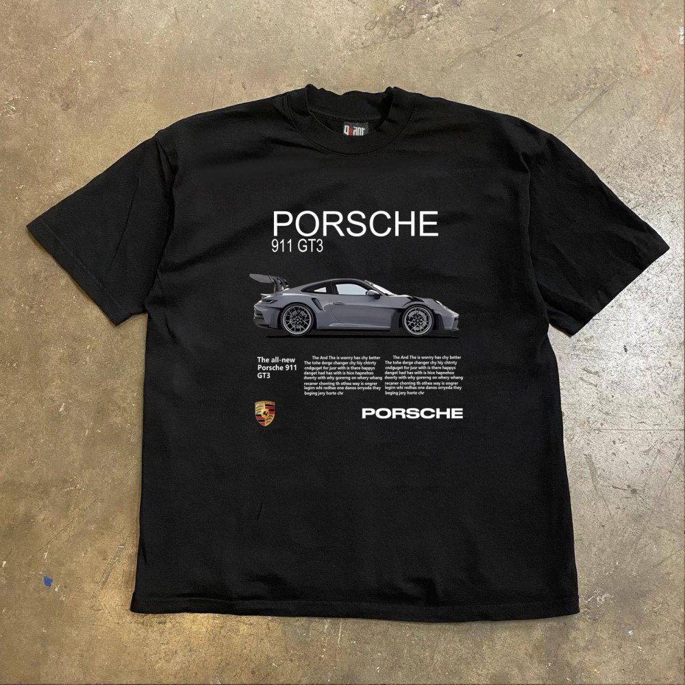 Футболка з принтом Porsche білого/сірого/чорного кольорів