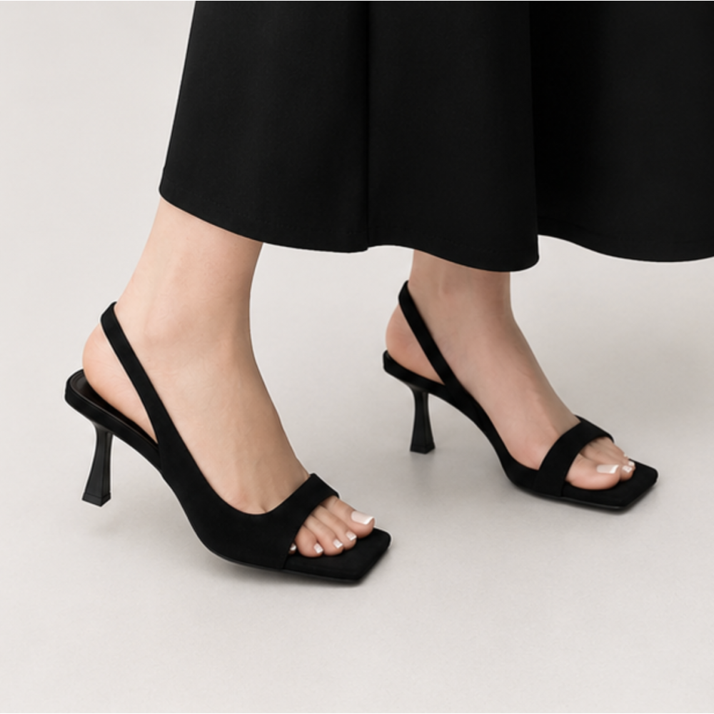 Женские черные босоножки Slingback с квадратным носком на каблуке 7 см | OP SHOP! Женские черные босоножки Slingback с квадратным носком на каблуке 7 см | OP SHOP!
