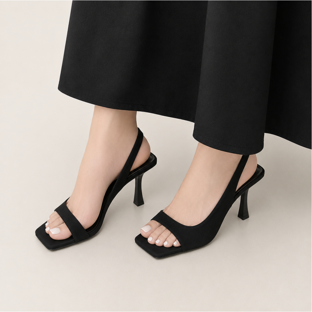 Женские черные босоножки Slingback с квадратным носком на каблуке 7 см | OP SHOP! Женские черные босоножки Slingback с квадратным носком на каблуке 7 см | OP SHOP!