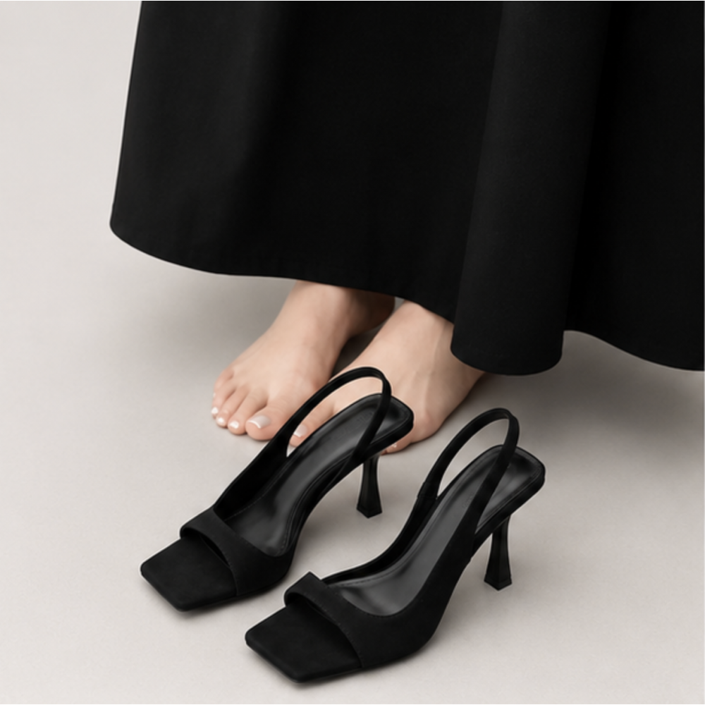Женские черные босоножки Slingback с квадратным носком на каблуке 7 см | OP SHOP! Женские черные босоножки Slingback с квадратным носком на каблуке 7 см | OP SHOP!