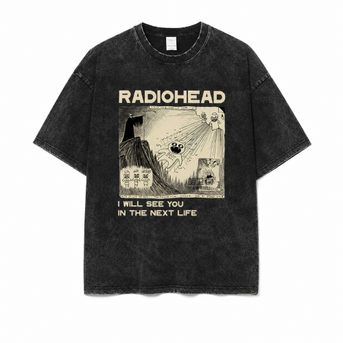 Футболка унісекс Radiohead "I Will See You in the Next Life" вінтажна варена Oversize чорна
