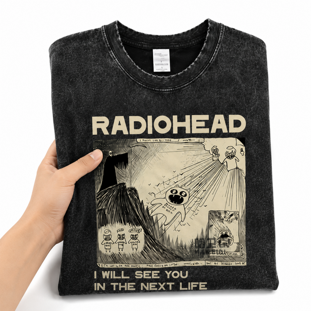 Футболка унісекс Radiohead "I Will See You in the Next Life" вінтажна варена Oversize чорна