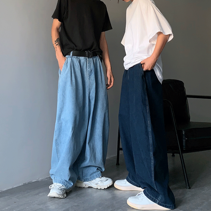 Брюки в стиле baggy синий/голубой цвет