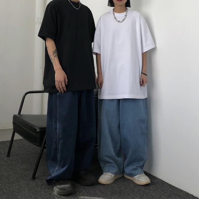 Свободные брюки с эластичным поясом в стиле baggy синий/голубой цвет